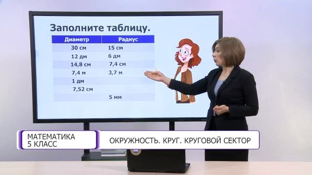 Математика. 5 класс. Окружность. Круг. Круговой сектор /29.04.2021/ смотреть онлайн
