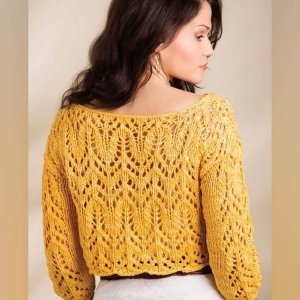 Короткий джемпер с шикарным узором.// Выкройка + схема.//