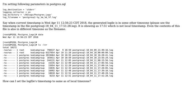 DevOps & SysAdmins: Setting postgres logfile's timestamp to same as of local timezone смотреть онлайн