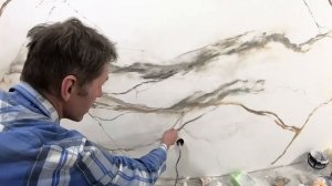 Роспись стен под мрамор Calacatta Gold. Венецианская штукатурка! (2021)