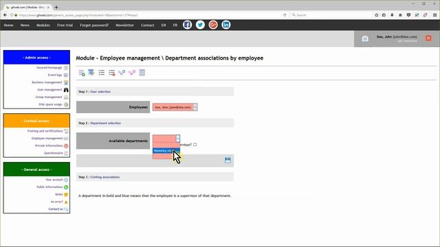 gliweb.com - admin - assign a department to an employee profile смотреть онлайн