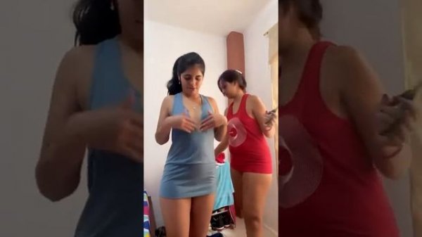 The two girls cut their clothes to show their bodies