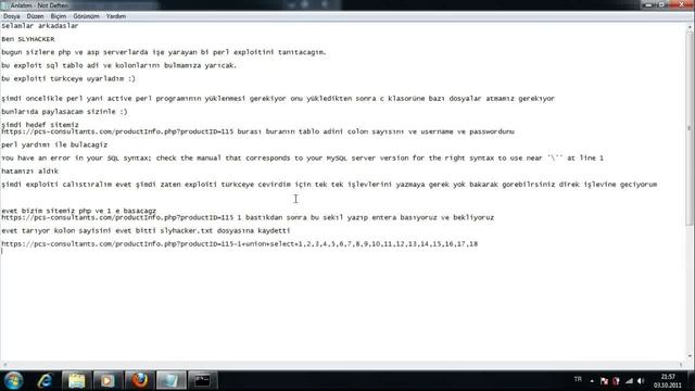 Slyhacker Perl ile SQL injection смотреть онлайн