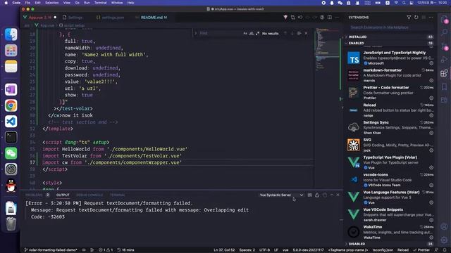 vue project with volar fomatting error смотреть онлайн