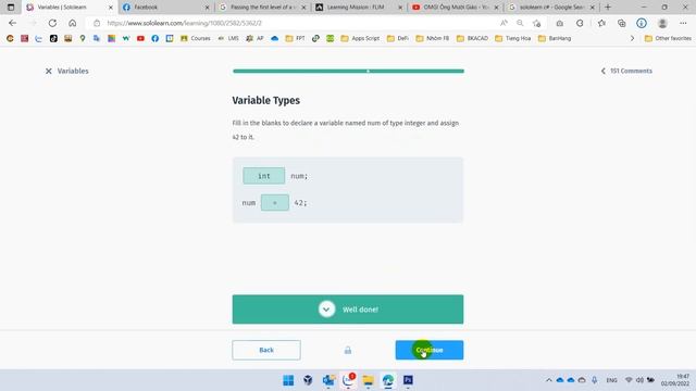 Sololearn C# Basic Concepts 2.1 - Variables смотреть онлайн