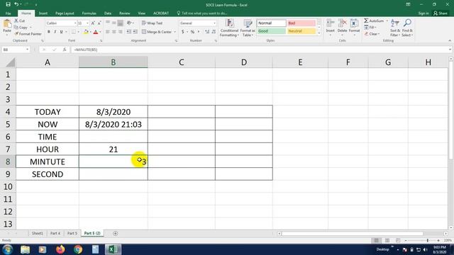Learn 100+ Excel Formula | how to use TODAY, NOW, TIME, HOUR, MINUTE, SECOND FORMULA in excel | P-8 смотреть онлайн