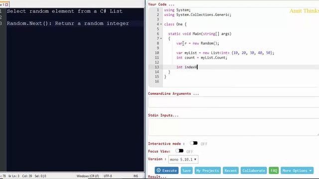 Random Element from C# List | Interview Questions & Answers смотреть онлайн