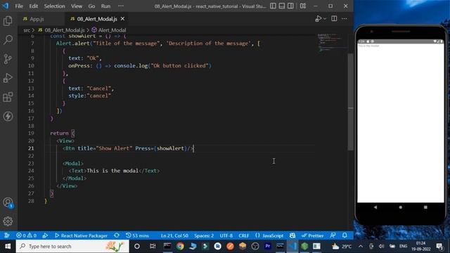 Alert & Modal in React Native #10 || React Native Tutorial for Beginners смотреть онлайн