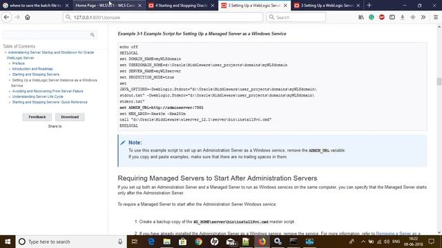 Setting Up a Weblogic Server 12c Instance as a Windows Service on Windows 10 смотреть онлайн