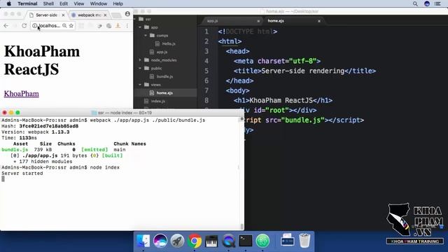 ReactJS Server-side Rendering - Bài 4: Thêm React và ReactDOM – câu lệnh React đầu tiên смотреть онлайн