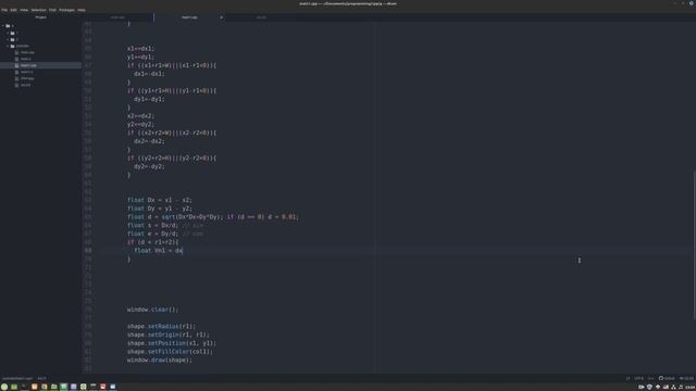 Как запрограммировать столкновение шаров  (Cpp / SFML)