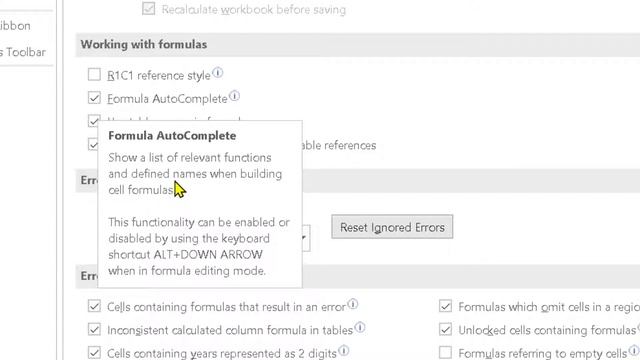 How To Turn On Formula Autocomplete In Excel