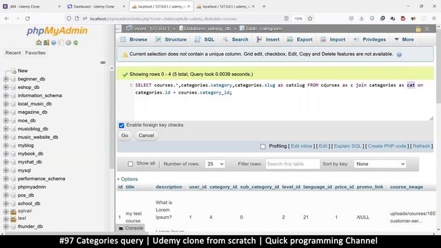 #97 Categories query | Udemy clone from scratch in php | Quick programming tutorial смотреть онлайн