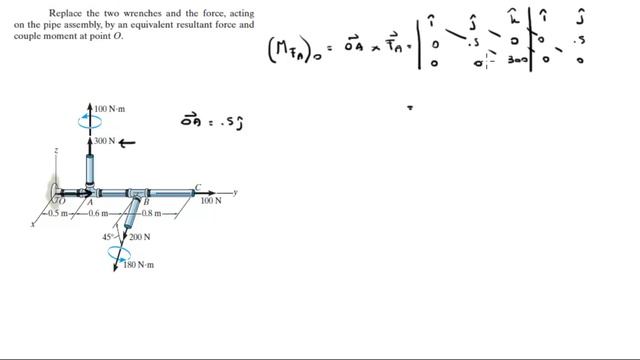Replace the two wrenches and the force by a resultant force and couple moment смотреть онлайн