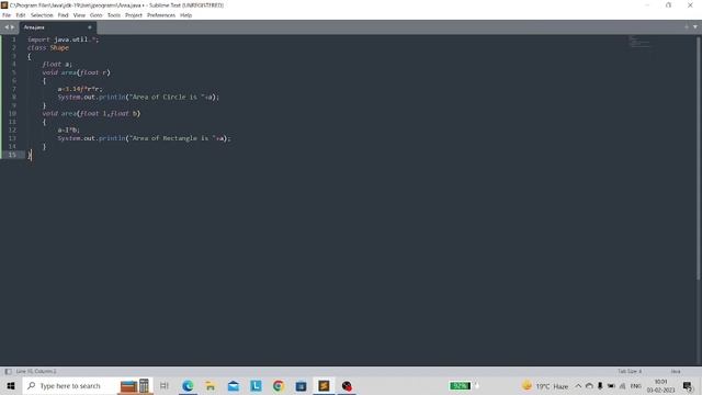 Java Program to Calculate Area of Circle and Rectangle using method overloading. смотреть онлайн