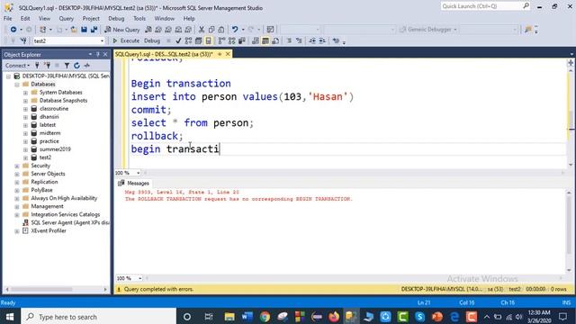 Database Transaction (Commit, Rollback, savepoint)in Sql Server part2 смотреть онлайн