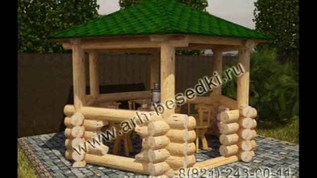 Рубленные беседки, срубы беседок из бревна фото смотреть онлайн