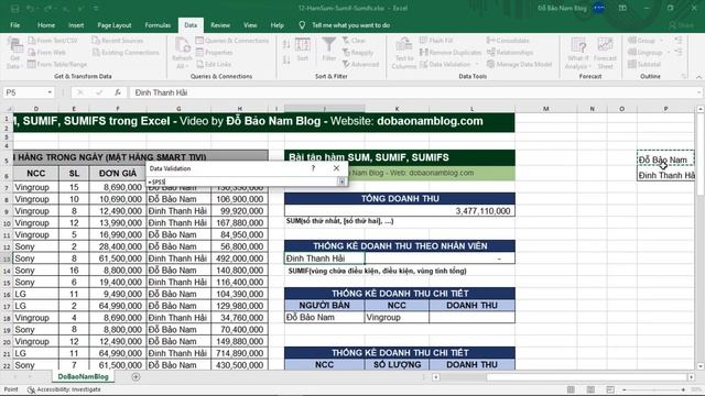 Cách dùng hàm Sum, Sumif, Sumifs trong Excel qua ví dụ cực hay смотреть онлайн