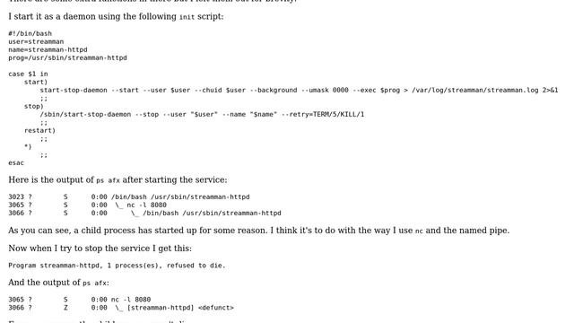 Unix & Linux: How can I kill child processes with start-stop-daemon? смотреть онлайн