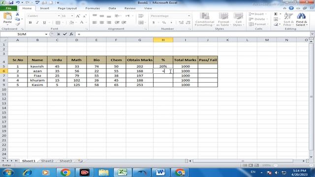 How to Calculate Pass or Fail in Excel in Hindi/Urdu Class No 22 I Result sheet in Excel I course2 смотреть онлайн
