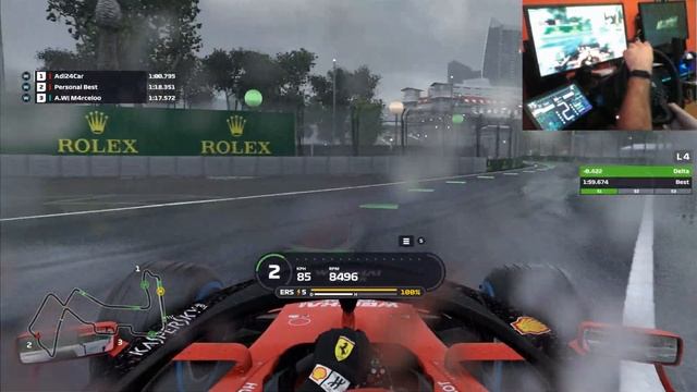 F1 2019 Game | Singapore - Wet - Rain | Mercedes-AMG Petronas | Thrustmaster T300 RS GT | Gameplay смотреть онлайн