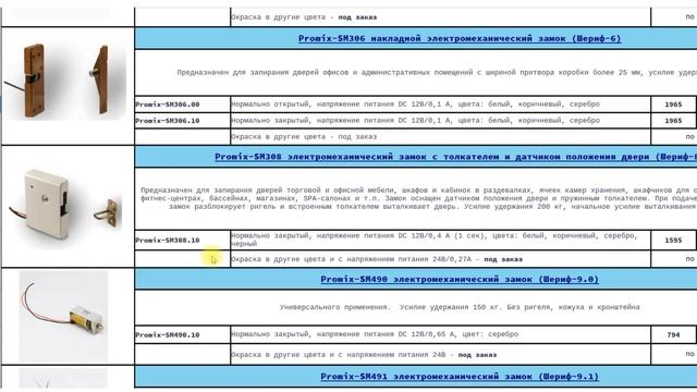 Российские электрозамки Promix. Живой прайс-лист смотреть онлайн