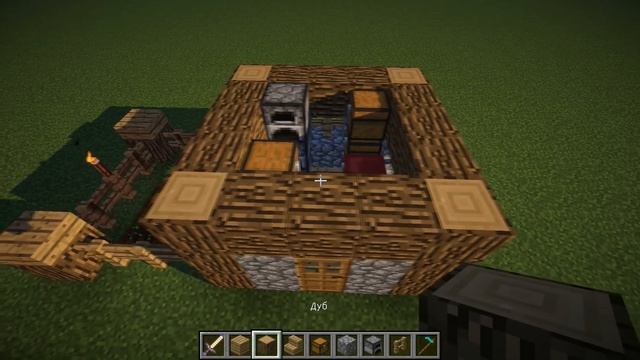 СТАРТОВЫЙ ДОМ В MINECRAFT! С огородом и шахтой! смотреть онлайн