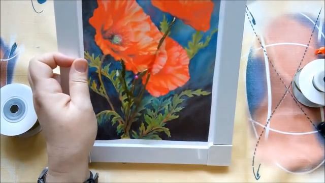 МК. Вышиваем принт "Алые маки". Часть 1. Листики (новый способ). смотреть онлайн