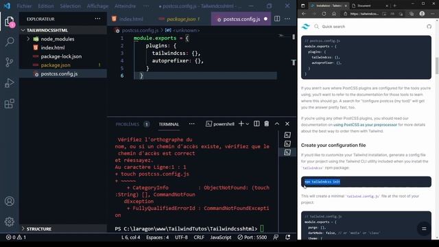 Comment installer tailwindcss dans un projet HTML ? смотреть онлайн