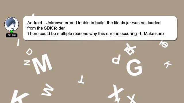 Android : Unknown error: Unable to build: the file dx.jar was not loaded from the SDK folder смотреть онлайн