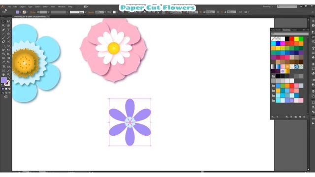 Paper Cut Out Flowers Design in Illustrator | Floral Design Cut Out Tutorial 4 смотреть онлайн