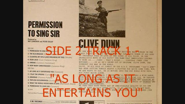 CLIVE DUNN - PERMISSION TO LEAVE SIR (ALBUM) - SIDE 2 TRACKS 1 & 2 смотреть онлайн