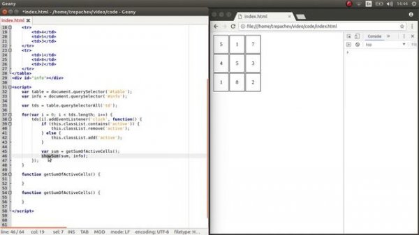 Сумма выделенных ячеек таблицы через JavaScript