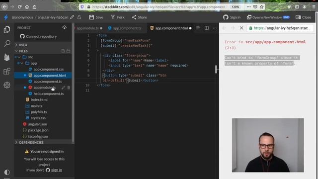 Can't bind to 'formGroup' since it isn't a known property of 'form' смотреть онлайн