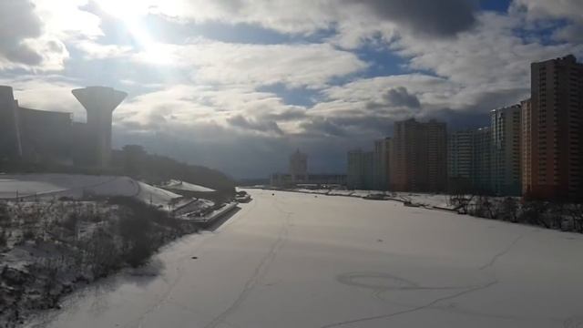 Павшинская пойма, вид с зимней реки смотреть онлайн