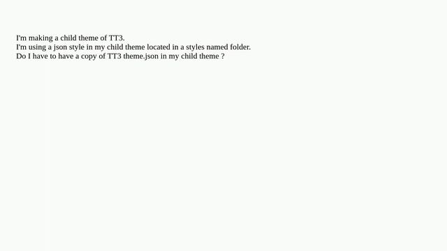 theme.json should be in the child theme folder when using xxxx.json style located in the styles f.. смотреть онлайн