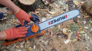 Натянуть цепь и проверить подачу масла на цепной пиле /Аккумуляторная цепная пила Rupez RCS-40Li