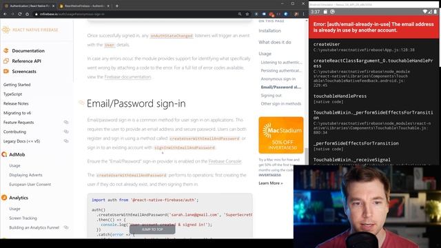 React Native Firebase Authentication смотреть онлайн