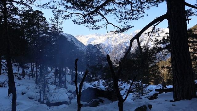 Один зимой в горах. Яичница на камне,каменная сковорода.Мясо на костре.Winter Solo Bushcraft. смотреть онлайн