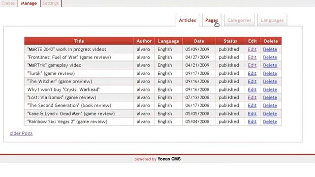 "Yonas CMS" admin area смотреть онлайн