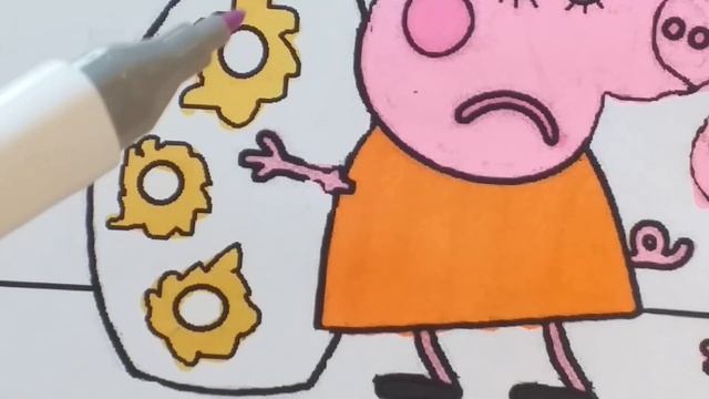 Раскраска.Свинка Пеппа.Coloring for kids.Peppa Pig. How to color the peppa pig. смотреть онлайн