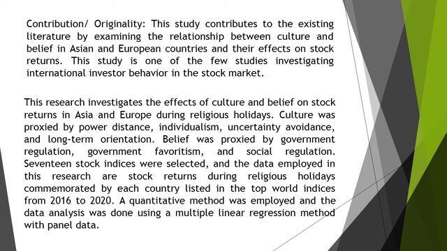 Stock Returns During Religious Holidays The Role of Culture and Belief AEFR 2021 1111 860 872 смотреть онлайн