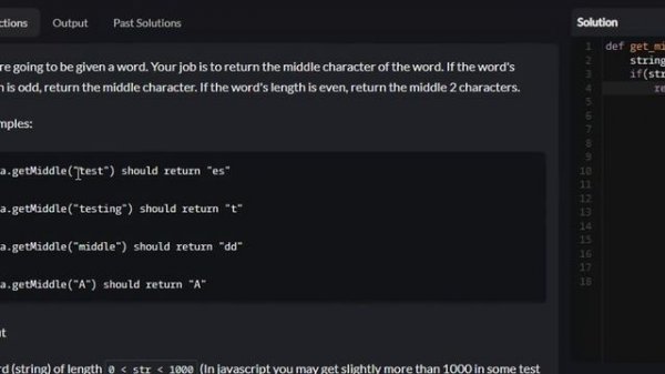 Python - Get The Middle Character | Codewars 7KYU