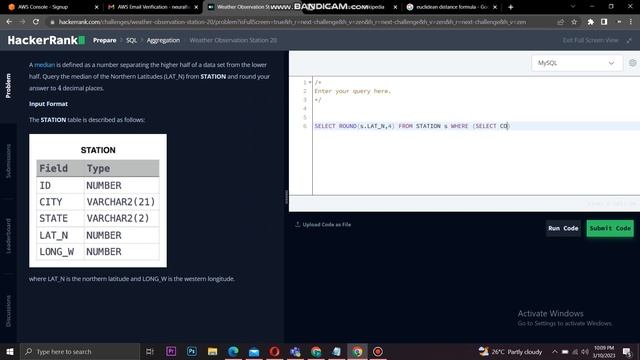 Hackerrank SQL Solution | Weather observation station 20 | Ep26 | Aggregate смотреть онлайн