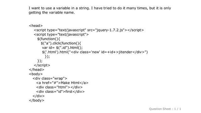 jQuery : How to use variable in string in jQuery смотреть онлайн