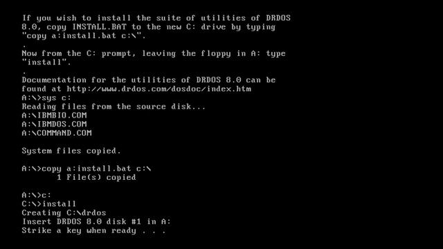 Установка DR-DOS 8.0 смотреть онлайн