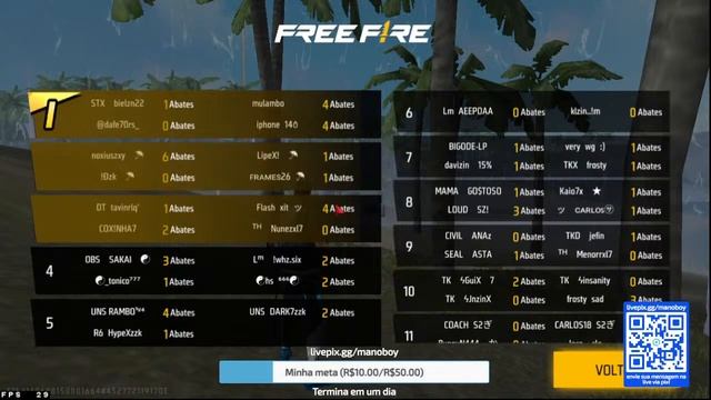 ? FREE FIRE AO VIVO ? DIÁRIO ST ON 22H 23H 00H ?4V4 COM INSCRITOS ? DEUS É MEU GUIA ? #10k смотреть онлайн