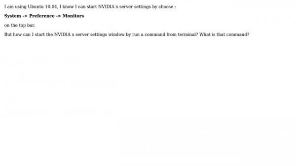 Unix & Linux: How to start nvidia x server settings from command line?