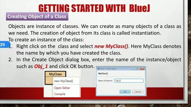 Java variables, creating new project, class in BlueJ, creating object of class for Class 8 CBSE смотреть онлайн