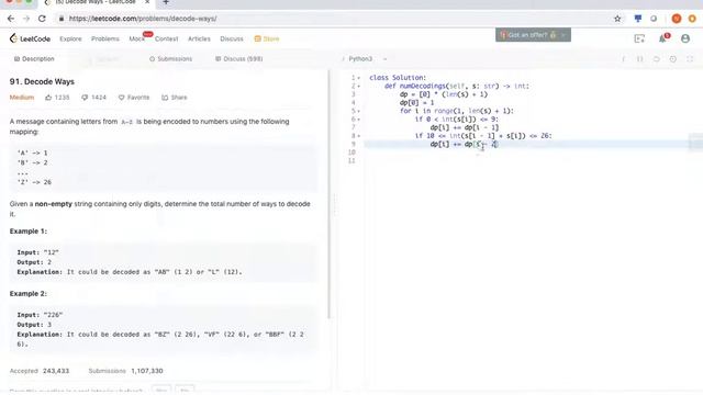 LeetCode Python 91 Decode Ways смотреть онлайн